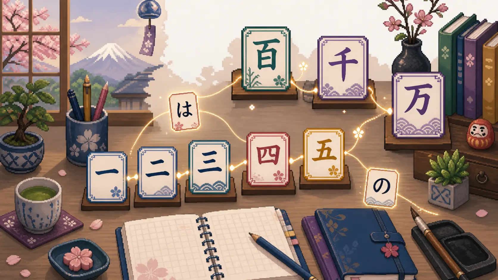 ハイブリッド・イマージョン学習法のピクセルアートイラスト