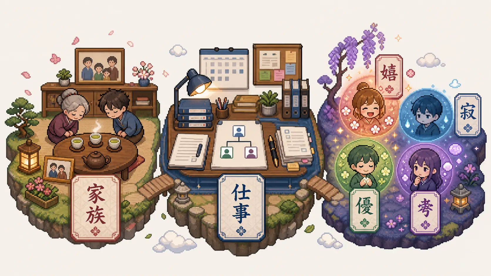 間隔反復(SRS)単語カードのピクセルアートイラスト